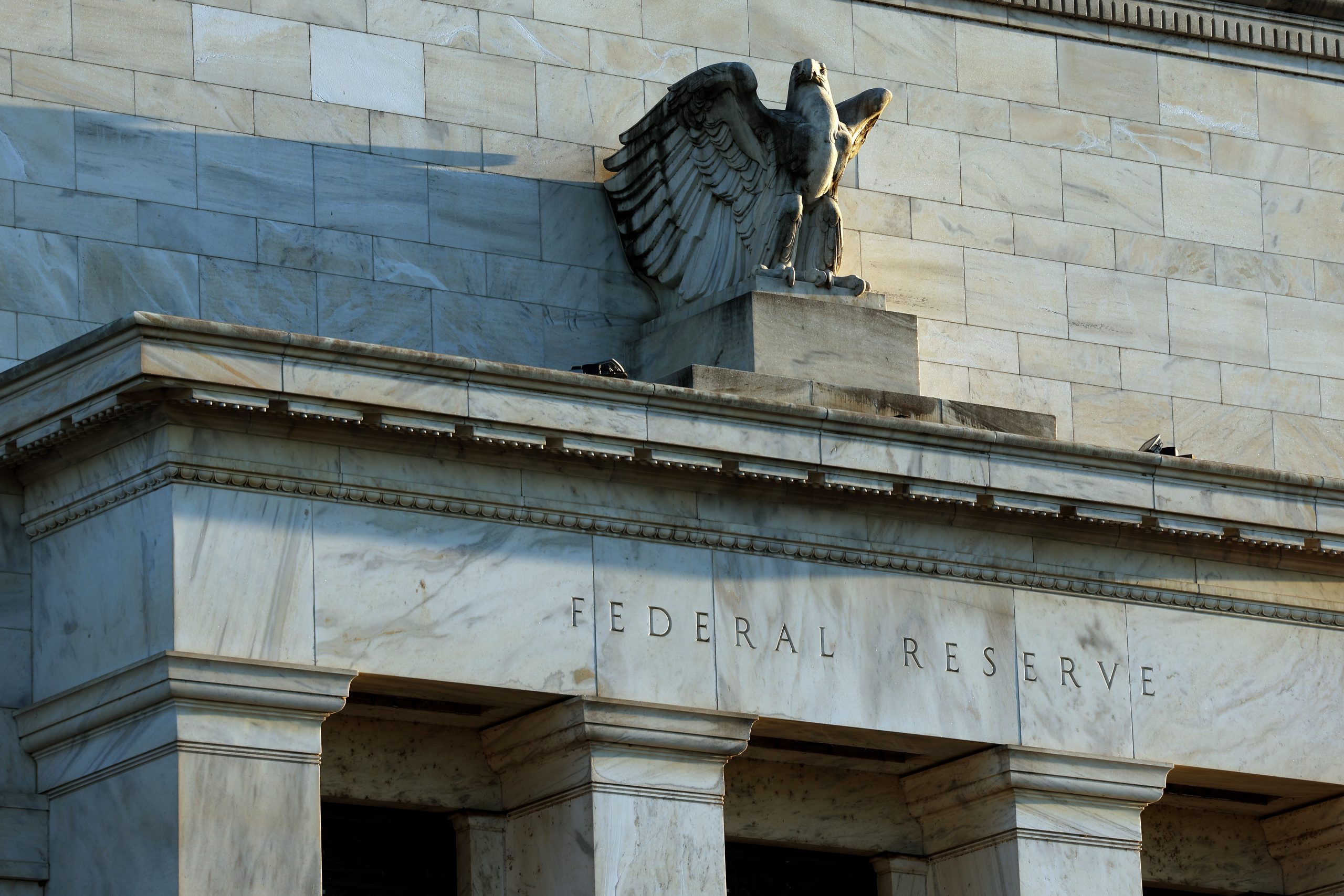 WASHINGTON, DC - MARCH 21: The Federal Reserve Headquarters are pictured on March 21, 2023 in Washington, DC. The Federal Open Market Committee is meeting today to decide on a possible interest rate hike in the middle of ongoing banking turmoil after the of failures of Silicon Valley Bank, Signature Bank and Silvergate. (Photo by Kevin Dietsch/Getty Images)