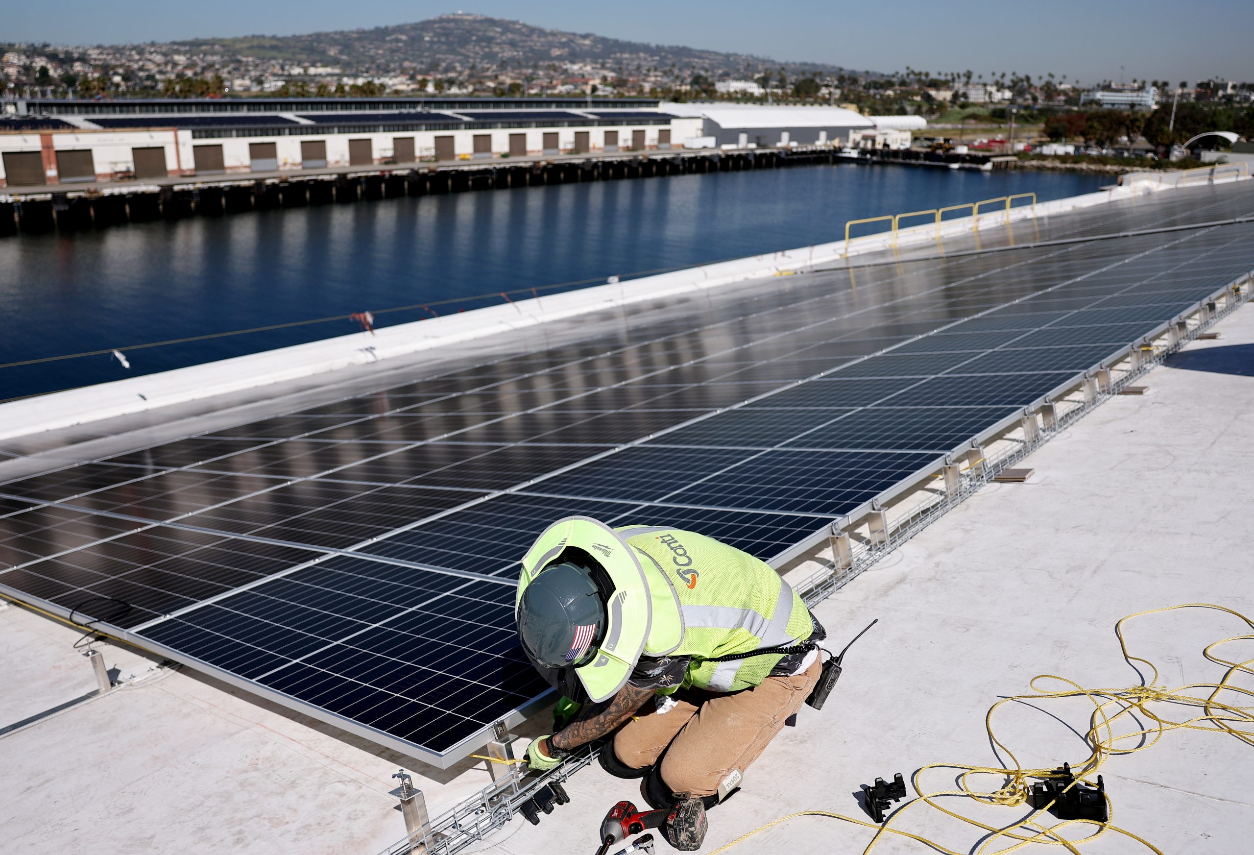Large Scale Solar Power Unit Installed At Los Angeles Port Location Of Ocean Studies Company AltaSea