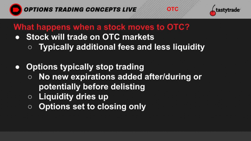 What happens when a stock moves to OTC?