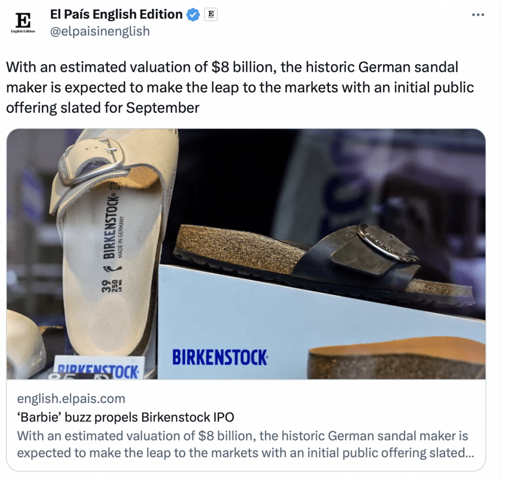 Birkenstock prices its initial public offering of stock valuing