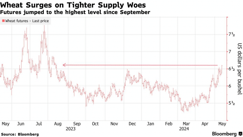 Wheat Surges on Tighter Supply Woes